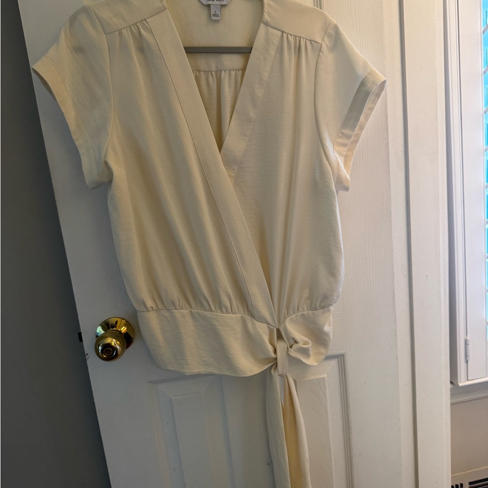 Nine West Cream Tie-Front Blouse